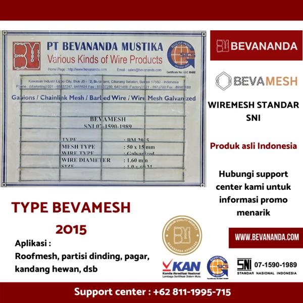 BEVA Mesh 2015 uk. 50mm x 15mm diameter 1.6mm ( Wiremesh Galvanis )